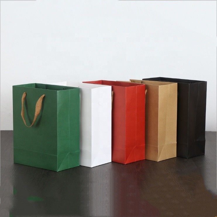 Simple Style Gift Bags With Ribbon Handles CMYK 4 Color Offset Printing