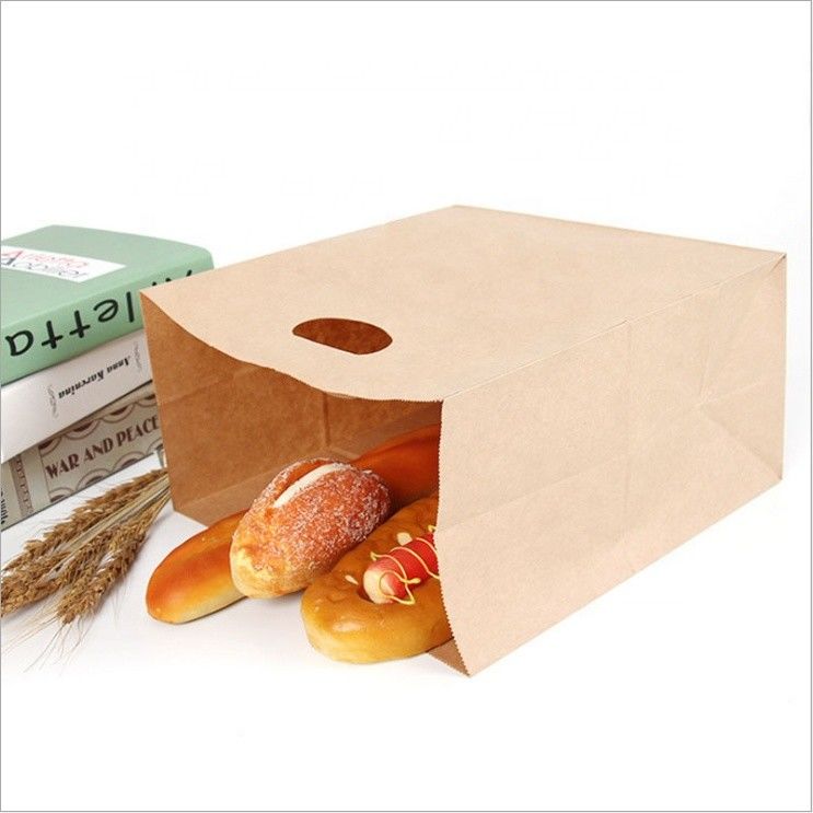 Recyclable Kraft Paper Bags With Handles Offset Printing Simple Design